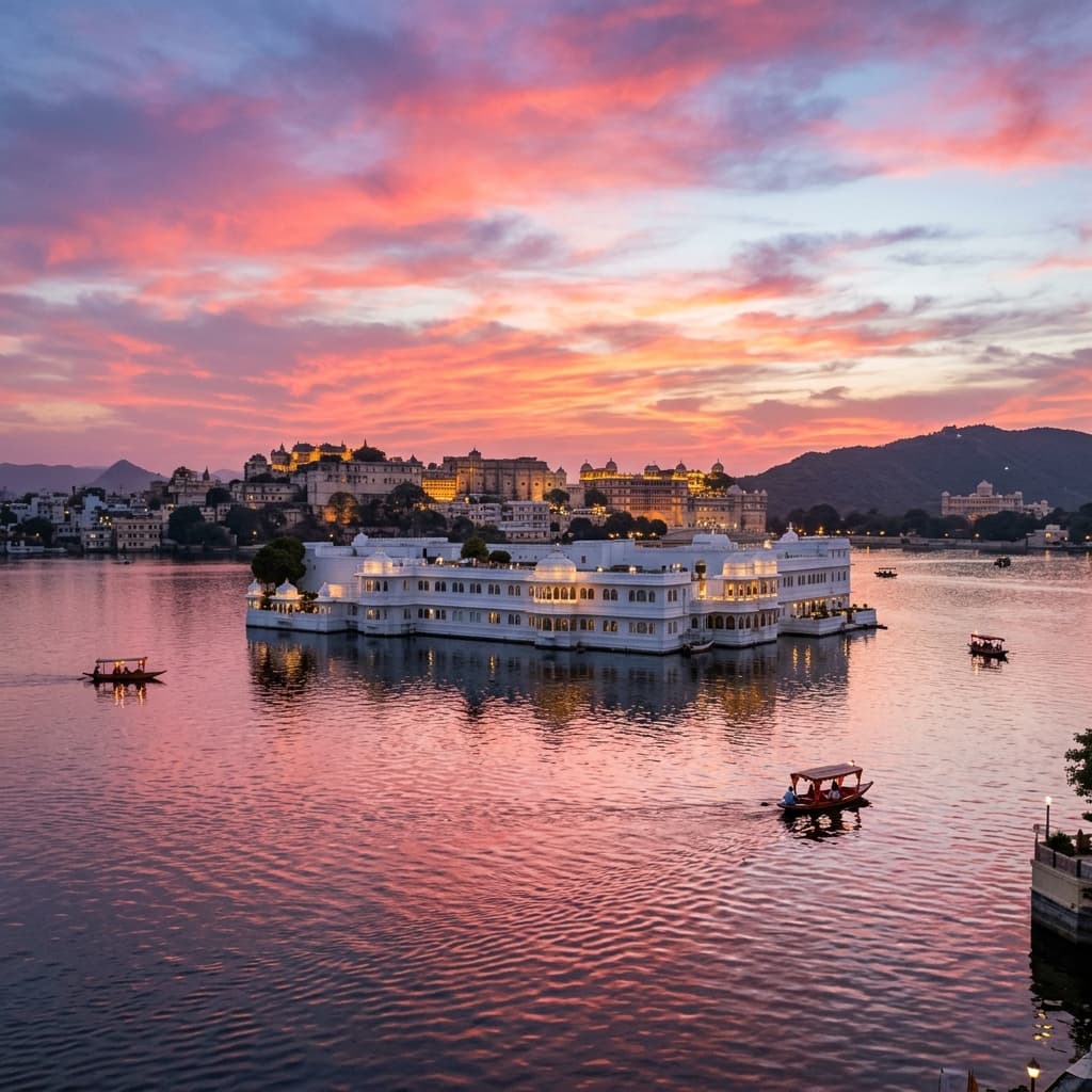 Heritage architecture beside Lake Pichola in Udaipur